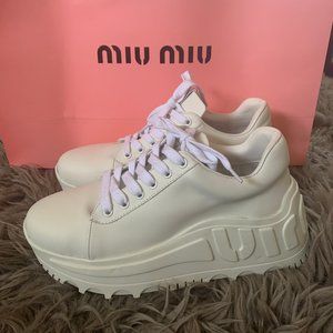 Miu Miu White Platform Chunky Sneakers